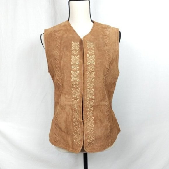 Outbrook Leather Western Embroidered Vest M 8/10 - Picture 1 of 7
